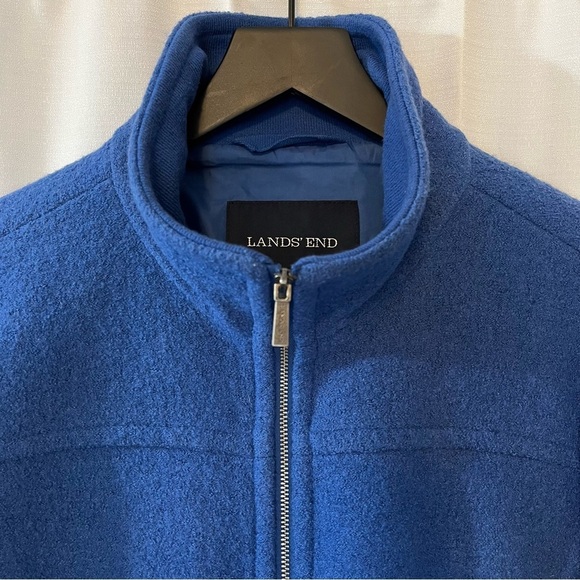 Lands' End Full Zip Funnel Neck Wool Blend Jacket - Size 14 - Picture 2 of 11